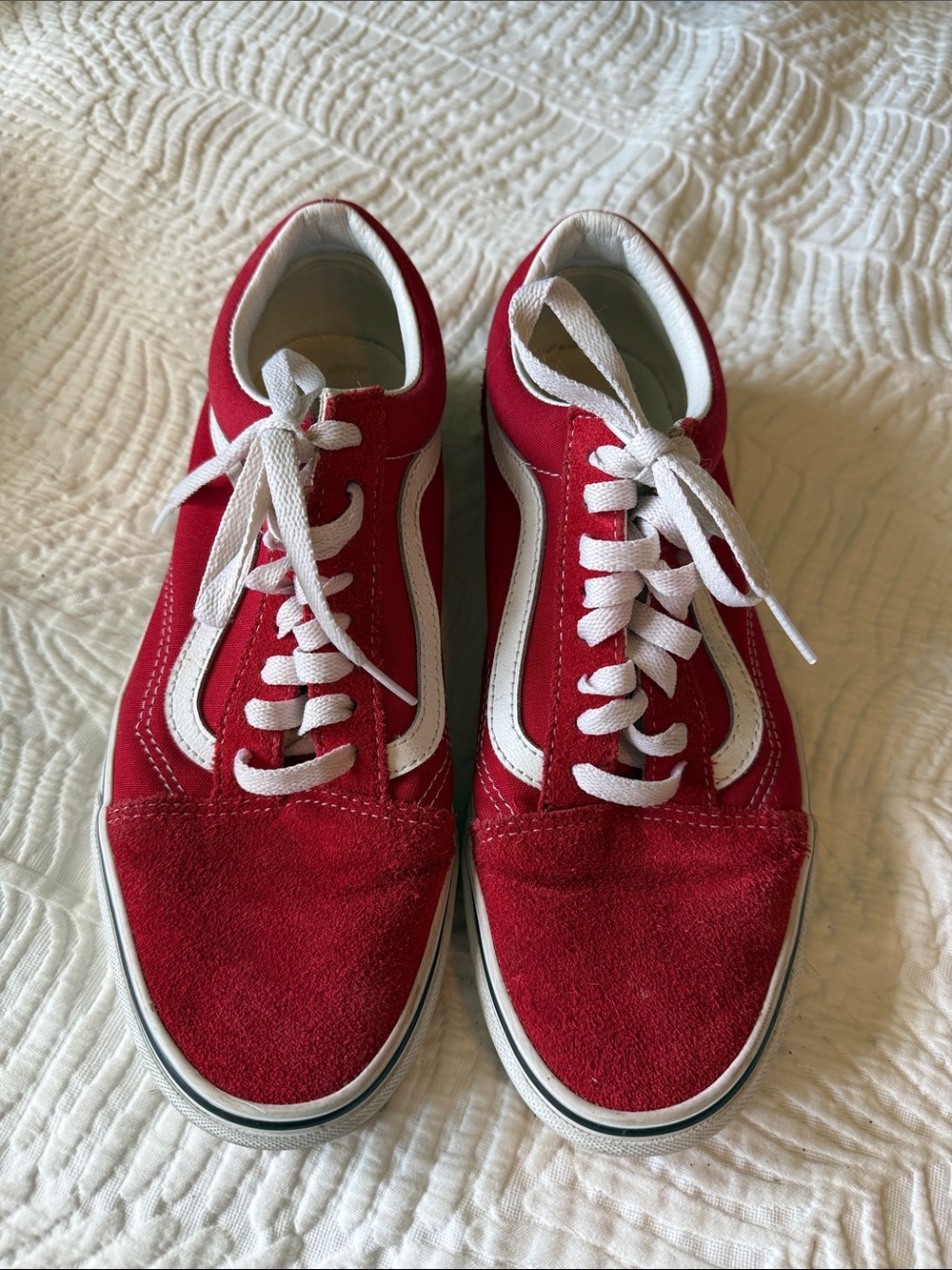 Vans Red and White Low-Top Sneakers